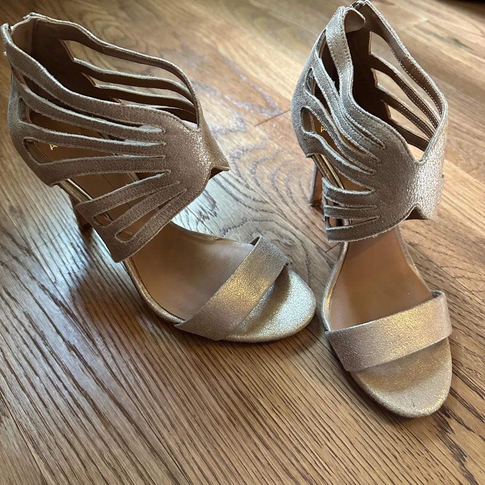 Aerin Gold Heels Strappy Design